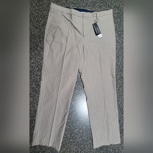 Banana Republic Mens Slim Fit Non Iron Stretch Tan Stripe Dress Pants  38x32